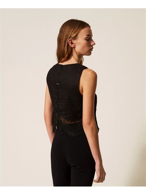 Top in lino con pizzo TWINSET | TT2182/00006